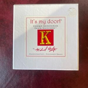 Michael Healy Monogram Door Knocker - Polished Brass “K” New in Box